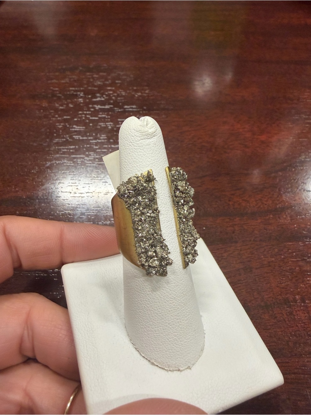 Gold-Tone Pyrite Adjustable Ring